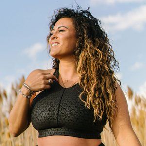 Zyia Active Black Flower Power Bra (M) EUC